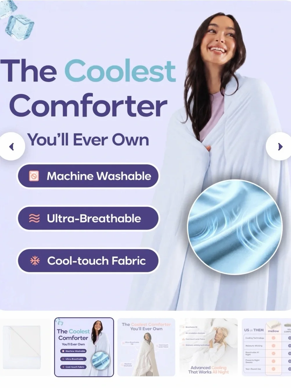 CloudCool™ Lightweight Cooling Comforter in Light Blue and Cream